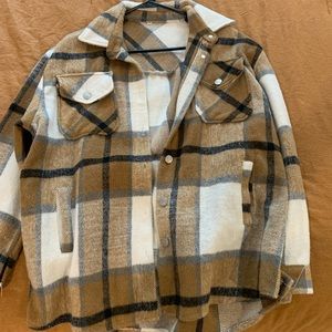 Long sleeve plaid shacket